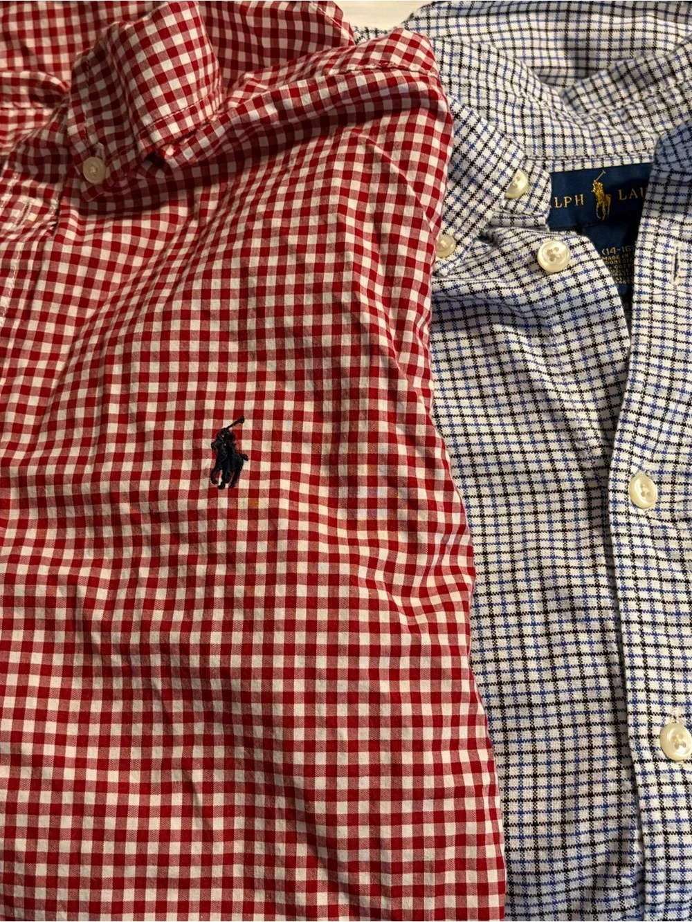 Ralph Lauren boys size L 14-16 shirts lot Button-Down Gingham Shirts